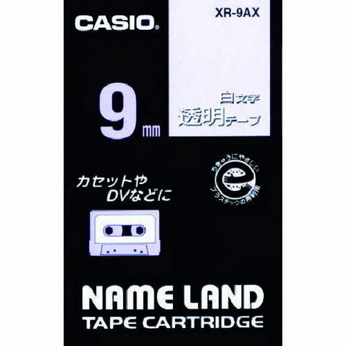 乐天商城 - カシオ　ネームランド専用カートリッジ　透明テープに白文字9mm XR9AX