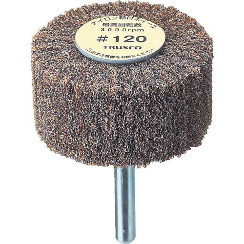 TRUSCO ナイロン軸付ホイール 外径50×厚25×軸6 120# (5個入)　UFN525120