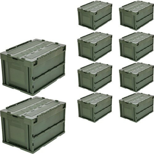 TRUSCO (まとめ買い)オリコン 蓋つき折りたたみコンテナ 50L OD 10個 CT50-OD-10P