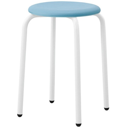 ●完成品●脚：22.2丸パイプ粉体塗装(ホワイト)●リーズナブルで汎用的なスツールです。●座面が樹脂製なのでお手入れが簡単です。●スタッキングが可能です。(10脚まで)●休憩室、作業用のスツールです。●シンナーやアルコール系の溶剤は絶対に使...