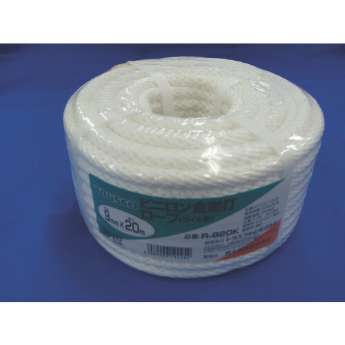 TRUSCO ロープ ビニロンロープ 金剛打 線径9mmX長さ20m R-920K