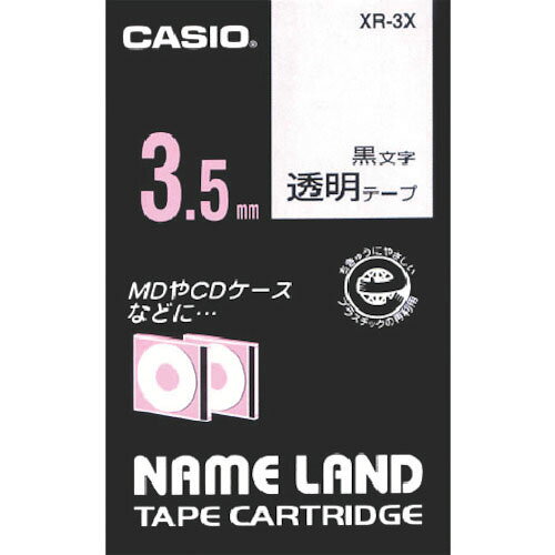 カシオ　ネームランド用透明テープに黒文字3．5mm XR-3X