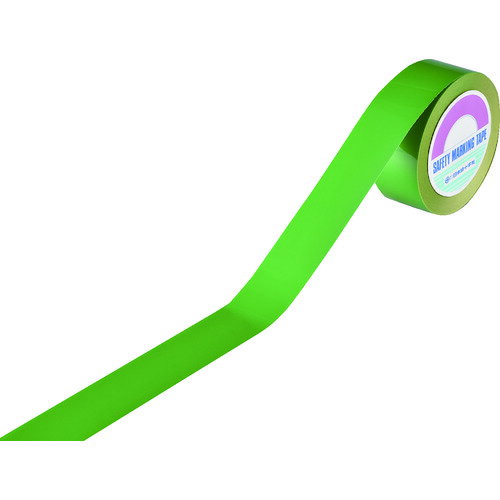 ●剥がしたときにのり跡が残りにくい再はく離タイプのラインテープです。●表面にポリエステル加工が施されており耐久性に優れています。●100巻はそのまま使えて保管にも便利な専用の箱に入っています。●屋内用。●室内の区域表示、案内路表示、危険表示などに。●色：グリーン●幅(mm)：50●厚さ(mm)：0.2●長さ(m)：100●粘着力：1.3N/25mm●引張強度：152.5N/10mm●再はく離タイプ●表面ポリエステル加工●はく離紙付タイプ●切断にはカッターが必要●基材：オレフィン樹脂●表面：ポリエステル●粘着剤：アクリル系リニューアルに伴い、パッケージ・内容等予告なく変更する場合がございます。予めご了承ください。広告文責：楽天グループ株式会社050-5212-8316