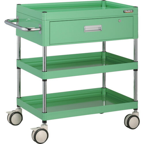 TRUSCO ツールワゴン ファルコンワゴン 1段引出付 750*500 ウレタン双輪 ヤンググリーン FAW-973VD-YG