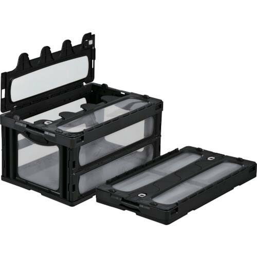 サンコー フタ一体型折りたたみコンテナー 559060 マドコンCー75Bブラック SKOC75BBK