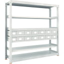 TRUSCO スチール製中量ボルトレス棚 M3型 スチール引出付 W1800*D471*H1800 小*2・大*12 M3-6657-A2B12
