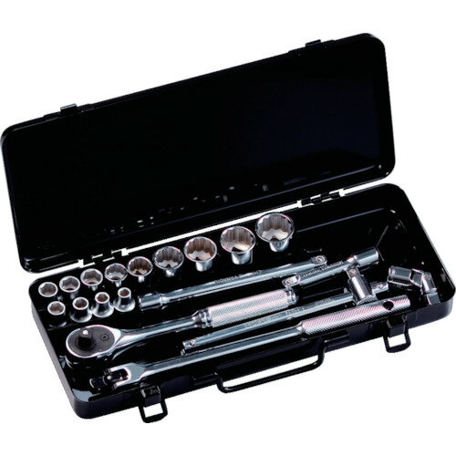 ●ソケット：13駒(6〜22mm)●ラチェットハンドルプッシュ式●ナットスピンナハンドル●T型スライドハンドル●産業機械や自動車などの整備に最適なセットです。●ラチェットハンドルはギヤ数72山、送り角5度を採用し、細かな送り速度で便利です。●プッシュボタンのワンタッチ操作でソケット交換ができます。●ソケットが外れ落ちにくい機構付です。リニューアルに伴い、パッケージ・内容等予告なく変更する場合がございます。予めご了承ください。広告文責：楽天グループ株式会社050-5212-8316