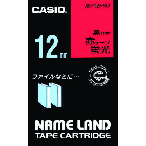 樂天商城 - カシオ　ネームランド用蛍光赤色テープに黒文字12mm XR-12FRD