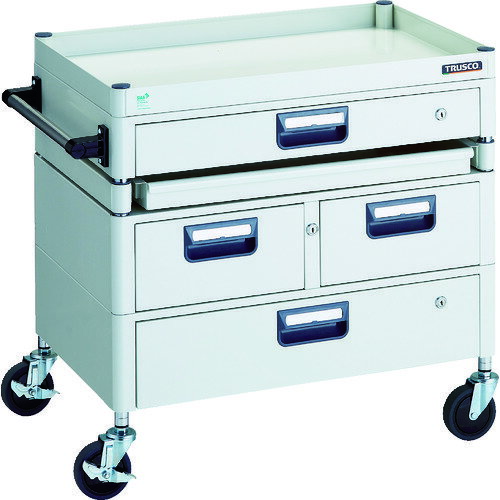 TRUSCO ツールワゴン フェニックスワゴン 省音 750X500 H740 引出付 スライド1段 ホワイト PEW-771M1VWZ-W