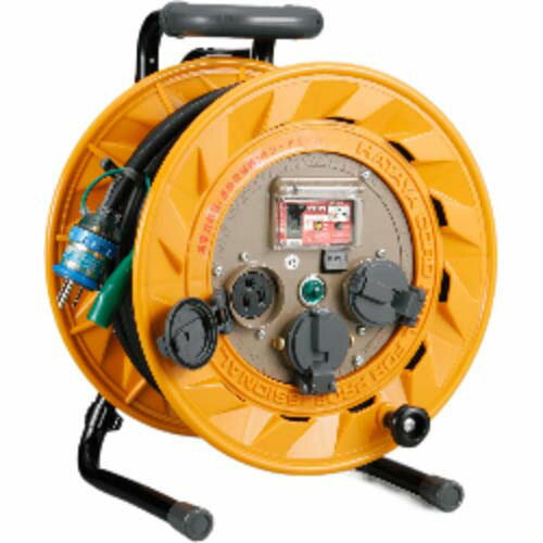 ハタヤBR型単相100V型ブレーカーリール50mアース付とび出しプラグ付BR-501KX