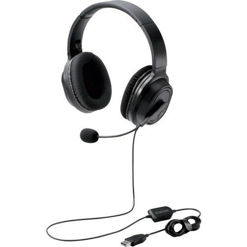 ELECOMオーバーヘッドタイプヘッドセット両耳USB40mmドライバブラックHS-HP30UBK