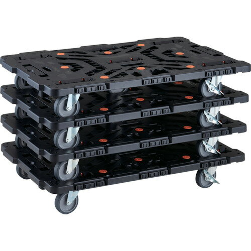 TRUSCO 連結式樹脂製平台車 ビートル 900X600 自在5輪 内2輪ストッパー付 まとめ買い4台 BT900J5S2E100M4