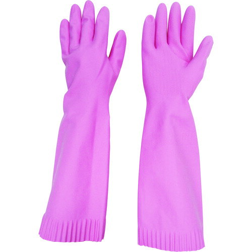 天然ゴム手袋 トワローブ天然ゴムあつ手ロング ピンク M 215-P-M