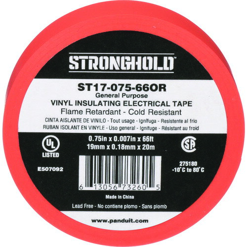 乐天商城 - ストロングホールド StrongHoldビニールテープ 一般用途用 オレンジ 幅19.1mm 長さ20m ST17-075-66OR ST17-075-66OR