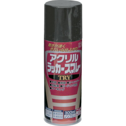 ニッぺアクリルラッカースプレーTRY300mlつやなしブラック222T004-300