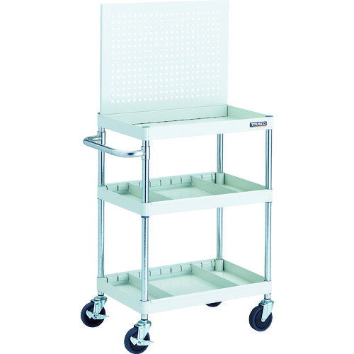 TRUSCO ツールワゴン フェニックスワゴン 省音 600X400 仕切2段付 上部パンチングパネル仕様 ホワイト PEW-P963S2-W