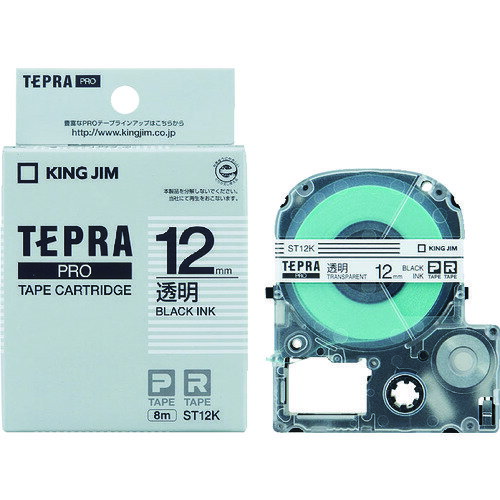キングジム テプラPROテ-プカ-トリッジ 透明に黒文字 ST12K