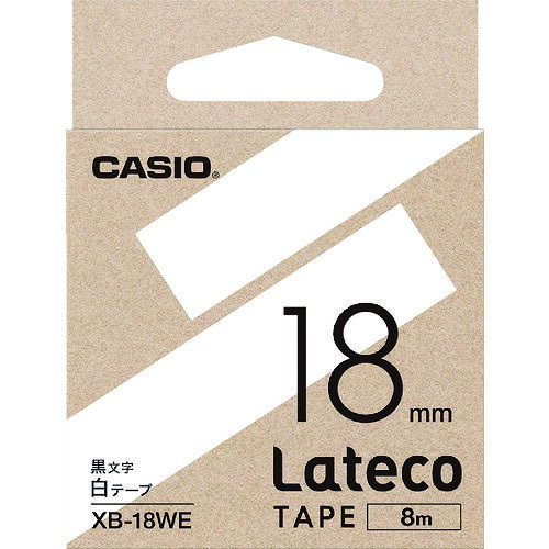 カシオ　ラテコ（Lateco）専用詰め替えテープ　18mm　白テープに黒文字 XB18WE