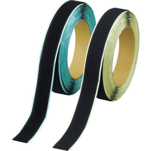 TRUSCO マジックテープ[[R下]]セット弱粘着 20mm*5m黒(1巻=1セット) TPD-205MTS-BK