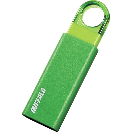 BUFFALO オートリターン機構搭載 ノックスライド USB3.1(Gen1)／USB3.0対応 USBメモリー 16GB グリーン RUF3-KS16GA-…