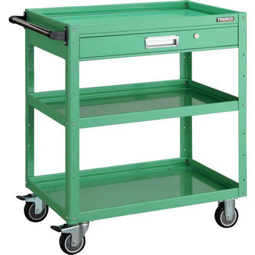TRUSCO ツールワゴン イーグルワゴン 600*400*H740 引出付 ウレタン車輪 ヤンググリーン EGW-763VU-YG