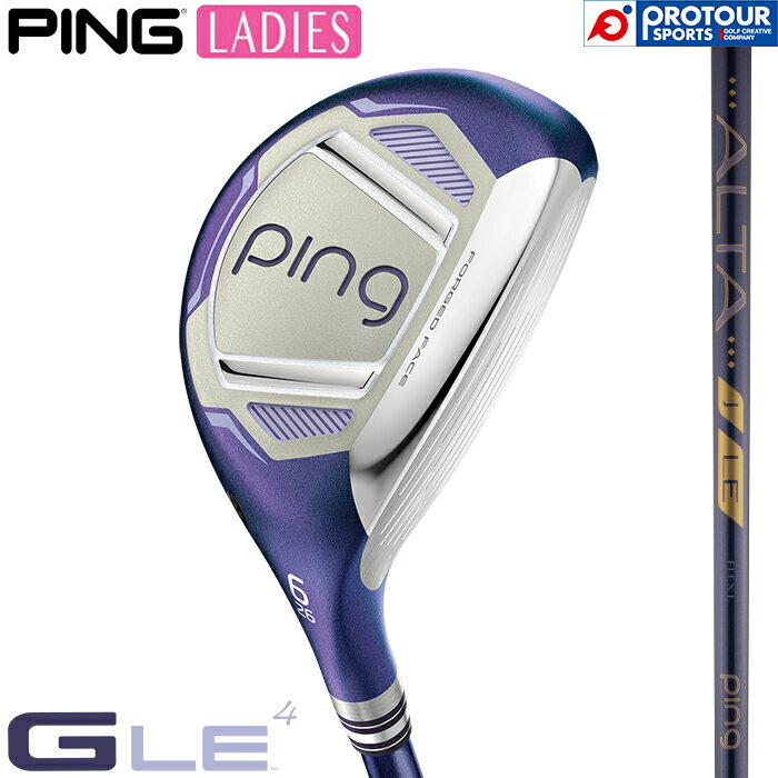 PING G LE4 HYBRID LADIES / ピン ジー エルイー4 ハイブリッド レディース 2026年モデル ALTA J LE(カーボン) ヘッドカバー付 UT レディースユーティリティ 送料無料 日本正規品 軽く振れて、高く上がる。 “低重心設計×新番手設計”の G LE 4が叶える、 レディースのためのハイブリッド。 【飛びの魔法】 ・ポイント1 「レディースのための飛び重心設計」で飛ぶ! 安定した飛びと弾き感のよい心地良い打感を生み出した高強度フェースと、ボールを上がりやすくするために低重心化。 ・ポイント2 ミスに強い! ブレない! スピンシステンシー・テクノロジーを搭載し、上下の打点ブレでもスピン量を抑え飛距離ロスを軽減。ミスヒットに強く、ブレない飛びを見せる。 ・ポイント3 やさしく楽に打てる番手別設計 2打目のフェアウェイでやさしく、楽に振れるためにロフト角の設計を見直し。アイアンが苦手でボールが上がらないレディースゴルファ−にもグリーンをキャリーで狙う飛び魔法がかかります。 発売日：2026年4月9日 ヘッド素材：FORGEDマレージング鋼C300(フェース)/17-4ステンレススチール(ボディ) 番手/ロフト角：5H/22°、6H/26°、7H/31°、8H/36° シャフト：ALTA J LE(A/L) グリップ：IOMIC STICKY LILAC(バックライン無し)※標準グリップの太さはREDとなります。 付属品：専用ヘッドカバー メーカー希望小売価格：￥46,200(税込) ※メーカー取り寄せは納期がかかる場合があります。また、メーカーの供給が終了している場合はキャンセルさせていただく場合がございます。 【当店ではこのような検索キーワードで商品をお探しいただいております】 PING ピン ピンゴルフ GOLF ゴルフ ゴルフブランド ゴルフメーカー ゴルフクラブ GLE4 ジーエルイー4 GLEシリーズ 2026 2026年 2026年モデル 新作 新商品 最新 最新モデル 定番 定番モデル 人気 話題 ランキング おすすめ 売れ筋 日本正規品 正規品 HYBRID ハイブリッド HB HY UTILITY ユーティリティ ユーティリティー UT 5H H5 U5 5U 5番 5UT UT5 6H H6 U6 6U 6番 6UT UT6 7H H7 U7 7U 7番 7UT UT7 8H H8 U8 8U 8番 8UT UT8 レディースユーティリティ カーボンシャフト 純正シャフト 純正品 純正 標準シャフト ALTA J LE ヘッドカバー付 LADIES レディース レディス ウィメンズ 女性 女性用 22° 22度 26° 26度 31° 31度 36° 36度 送料無料