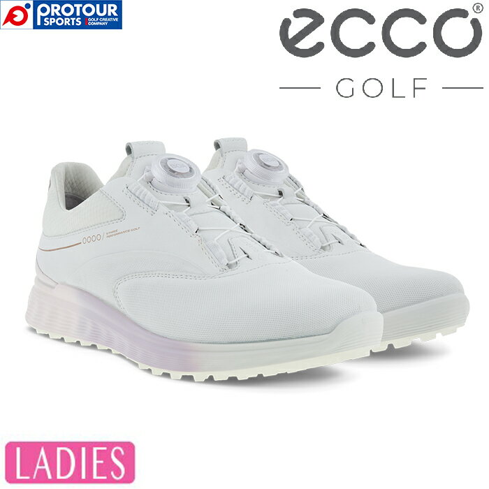 ECCO W GOLF S-THREE BOA 102973 WHITE/DELICACY/WHITE(60621) / エコー ウィメンズ ゴルフ エス・スリー ボア GORE-TEX搭載 スパイクレスシューズ レディース