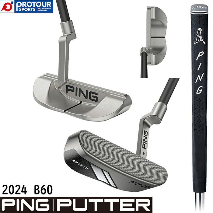 PING 2024 PUTTER B60 / ピン パター 2024年モデル ビー60 カーボンシャフト PP58 MID SIZE BLACK/GREY 専用ヘッドカバー付き