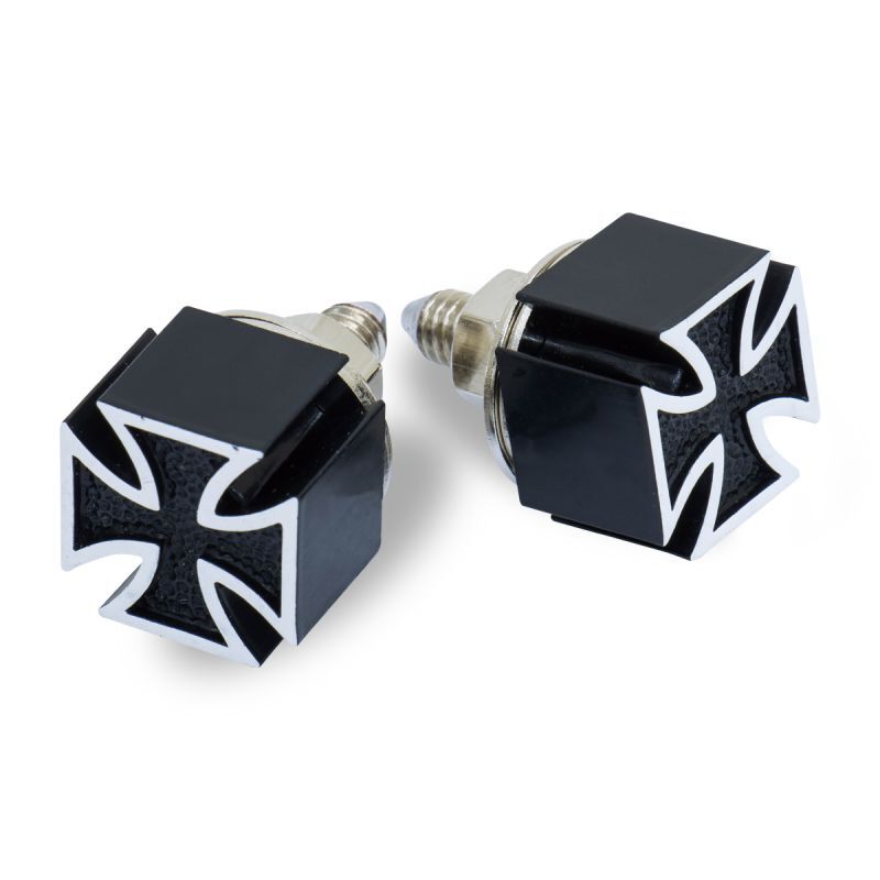 IronCross ナンバー用 前後 ネジ カー用品 バイク用品 カーアクセサリー アメ車 ローライダー アメリカン雑貨 ガレージ レトロ ブラック