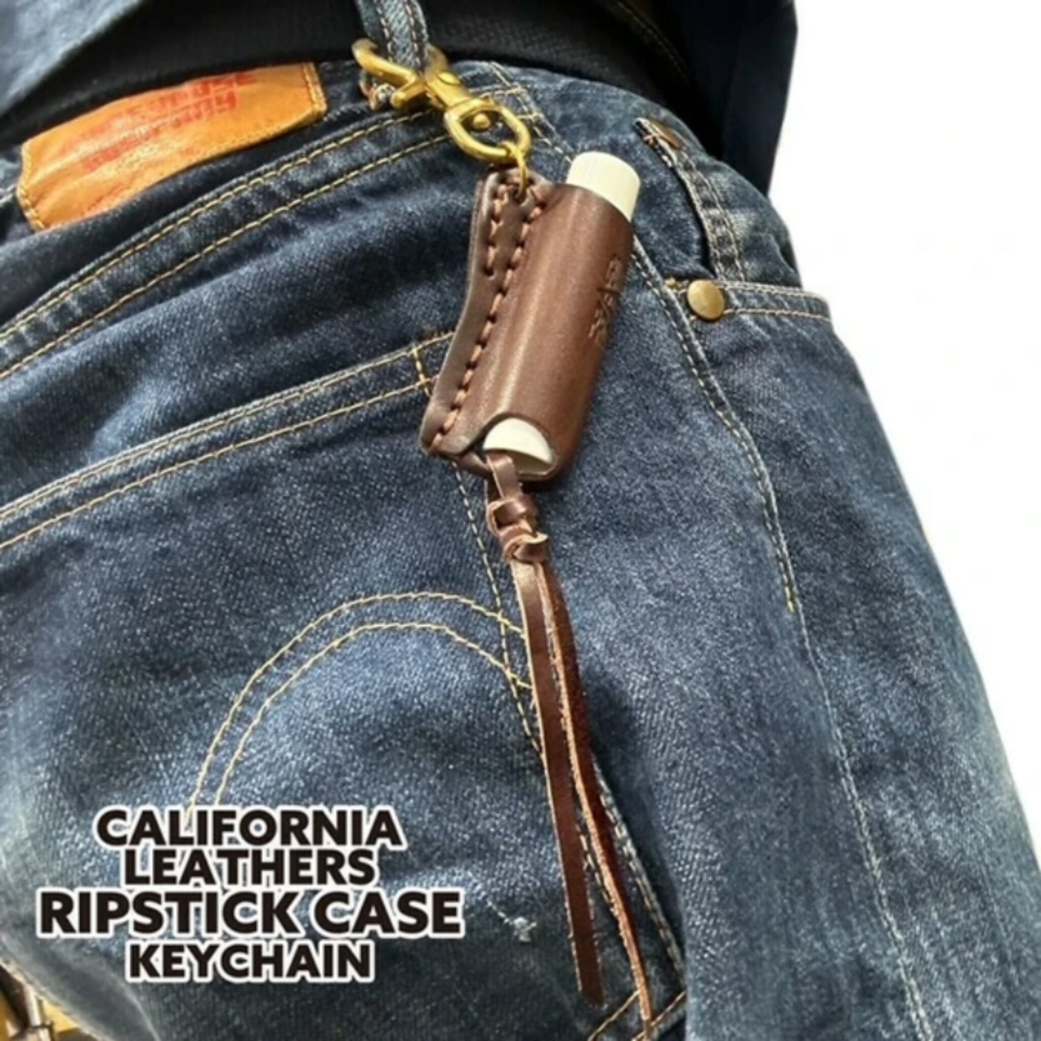 レザー リップスティック ケース 本革 真鍮 ハンドメイド キーホルダー バイカー アメリカン雑貨 USA アメリカン アメカジ 渋い カッコいい 可愛い おしゃれ 吊り下げ