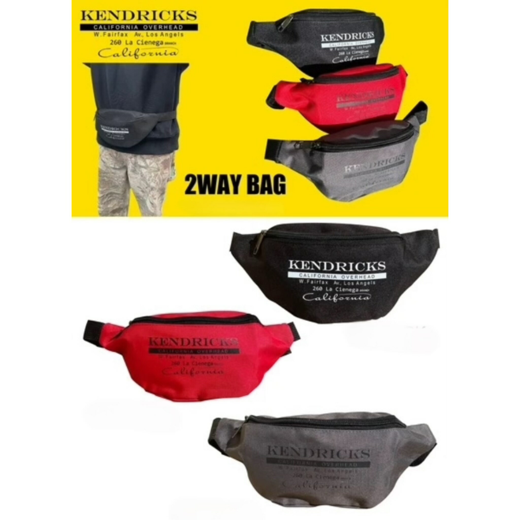 【KENDRICKS】【2WAY バッグ】 ケンドリックス　ウエストポーチ ボディバック 簡単収納 旅行グッズ 小..