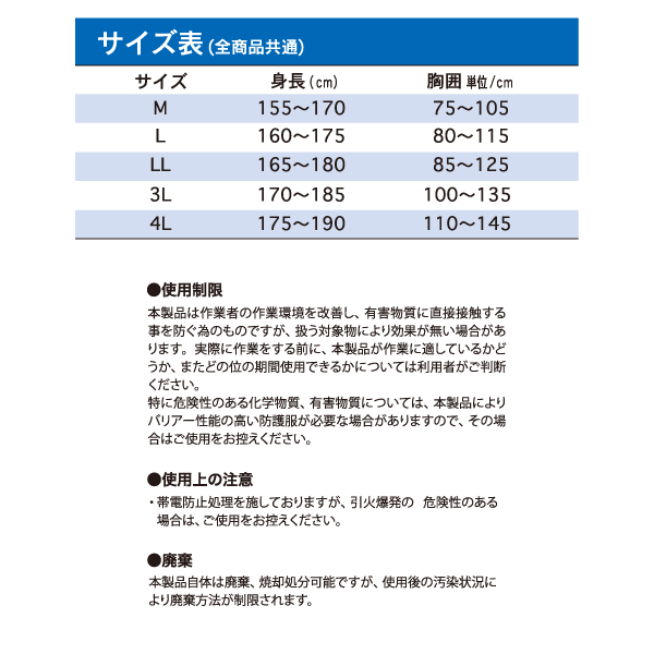 防護服 上下セパレート 50着 P3011/P3012 バリアーマン SF素材 ポケット付 使い捨て 不織布 日光物産 NiKKO 3