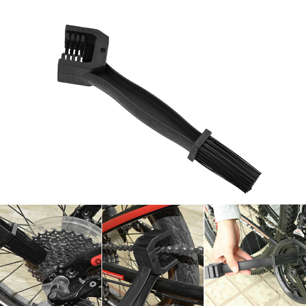 3面 チェーン ブラシ【ブラック 黒色】バイク 自転車 チェーン クリーニングブラシ...