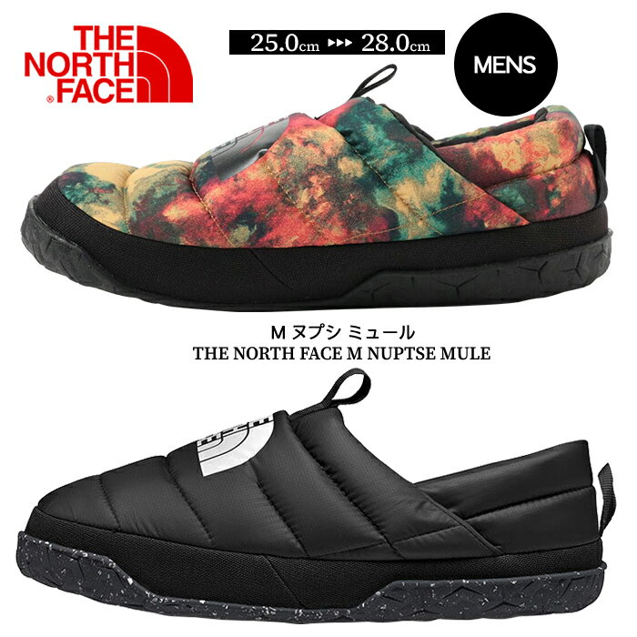 \ブラックフライデー/ノースフェイス おしゃれなプリント柄 ヌプシ サンダル メンズ 低反発 撥水 靴 フリース スリッポン モックシューズ 2WAY 柔らか ...
