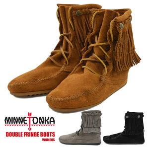 MINNETONKA DOUBLE FRINGE BOOT ミネトンカ ダブルフリンジ ブーツ スウェード ブラック ブラウン シューズ 靴 レディース 婦人 女性 ウィメンズ