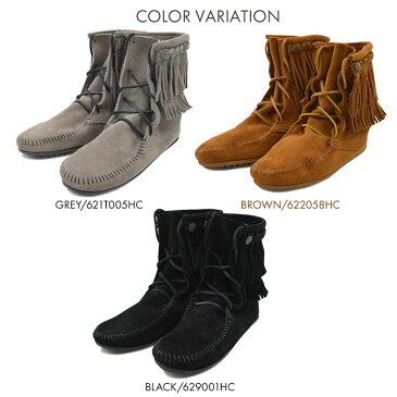 【送料無料】MINNETONKA DOUBLE FRINGE BOOT ミネトンカ ダブルフリンジ ブーツ スウェード ブラック ブラウン シューズ 靴 レディース 婦人 女性 ウィメンズ