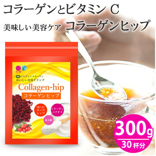 ＼最高級グレード コラーゲン 100％使用／おいしい 美容ドリンク 【 コラーゲンヒップ 】300g　(約30杯)コラーゲンペプチド 低分子コラーゲン ビタミンC ローズヒップティー 希少糖 美容茶 パウダー おためし ポイント消化