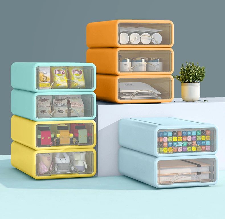 『超得3個セット 』収納ボックス 収納ケース 引き出し おしゃれ タンス 押入れ収納 収納家具 収納用品 引き出し 引出 小物入れ 書類ケース レターケース プラスチック 4色 学生寮用 オフィス用 文房具収納 送料無料のサムネイル