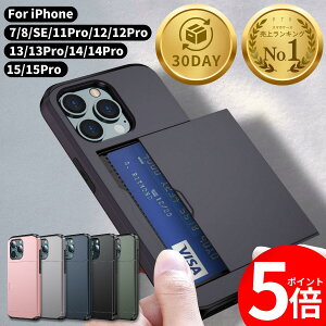 ★ランキング1位★29日まで！100円OFF＆ポイント2倍！★【 財布いらずのiPhone ケース 】iPhone11Pro / iPhone12 / iPhone12Pro / iPhone13 / iPhone13Pro / iPhone14 / iPhone14Pro / iPhone15 / iPhone15Pro / iPhone8/7/SE MIL規格 背面 カード収納 2枚 タッチ決済