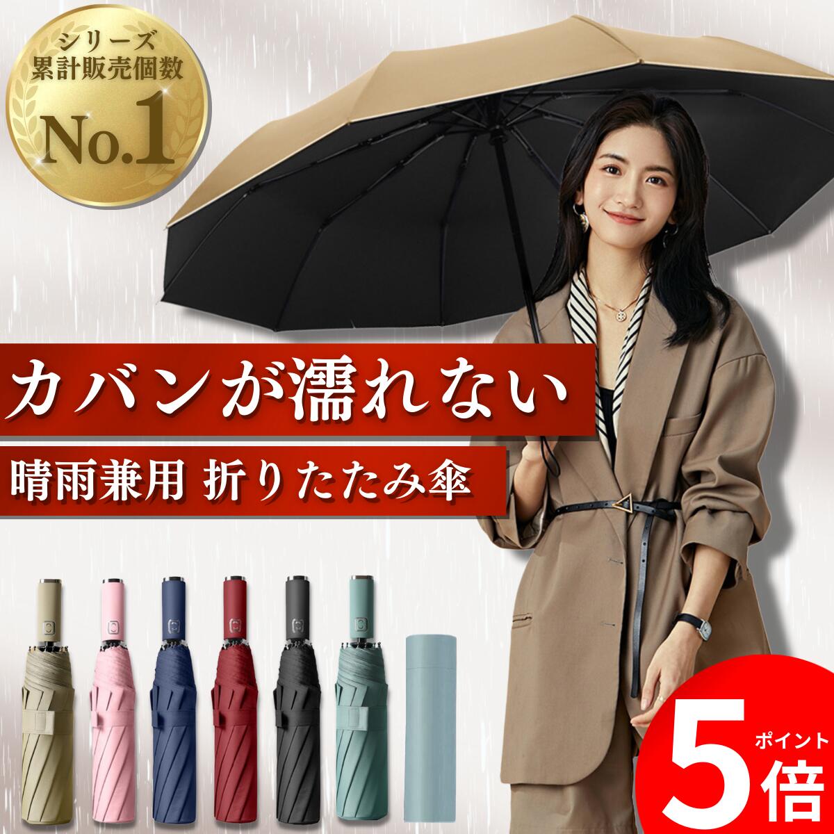 ★ランキング1位★10日まで！20%OFF＆ポイント5倍！★ 超撥水加工 大きい 116cm ワンタッチ 自動開閉 10本骨 グラスファイバー 強風 日傘 uvカット99% UPF50+ 完全遮光 遮熱 -18.9℃ 折り畳み傘 レディース メンズ 収納袋