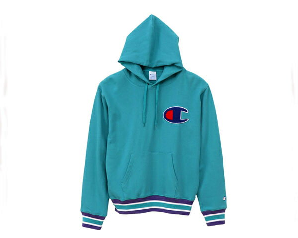 CHAMPION チャンピオン クラシックな野球のユニホーム仕様のサガラ刺繍のビッグCロゴワッペン スウェット プルパーカー メンズ 