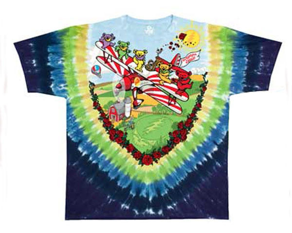 OFFICIAL LICENSE オフィシャル　ライセンス USAロックバンド Grateful Dead グレイトフル・デッド のキャラクター デッドベアーのタイダイ染め Tシャツ メンズ 