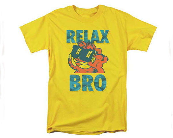 OFFICIAL LICENSE オフィシャル　ライセンス GARFIELD, RELAX BRO アニメ ガーフィールドと仲間たちで有名な ガーフィールド Tシャツ メンズ 