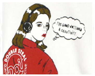 DOUBLE STEAL ダブルスティール Headphone Girl ヘッドフォンをしたガールをイラストで表現した人気の振り向きガール柄 ロング Tシャツ L/S メンズ 【994-14038 01アニメ】