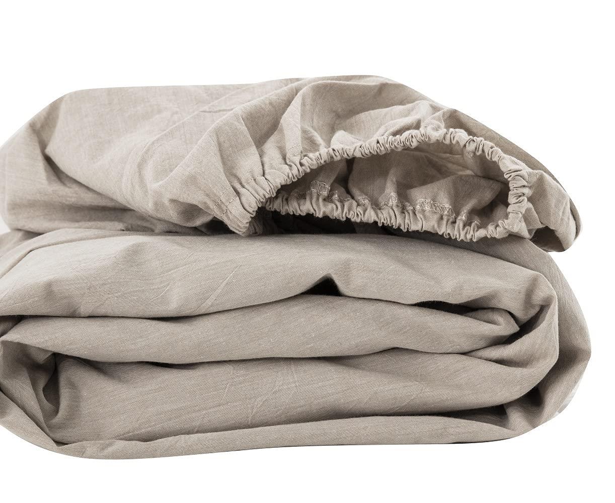 ボックスシーツ ワイドダブル オーガニックコットン マットレスカバー 150x200x30cm 洗いざらしの綿100% BOXシーツ 防ダニ ベージュ