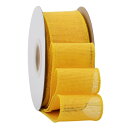 【Ribbonitlux】幅50mm バーラップワイヤーリボン 長さ18m ギフト包装、蝶結びの作り方、ナチュラルなウェディングの装飾、クリスマスツリーの飾りに最適 #660イエロー