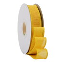 【Ribbonitlux】幅25mm バーラップワイヤーリボン 長さ18m ギフト包装、蝶結びの作り方、ナチュラルなウェディングの装飾、クリスマスツリーの飾りに最適 #660イエロー