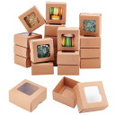 BENECREAT 20セット ギフトボックス クラフト紙ボックス 8x8x4cm 透明窓付き 折りボックス 厚紙 ラッピング用 包装ボックス アクセサリー 贈...