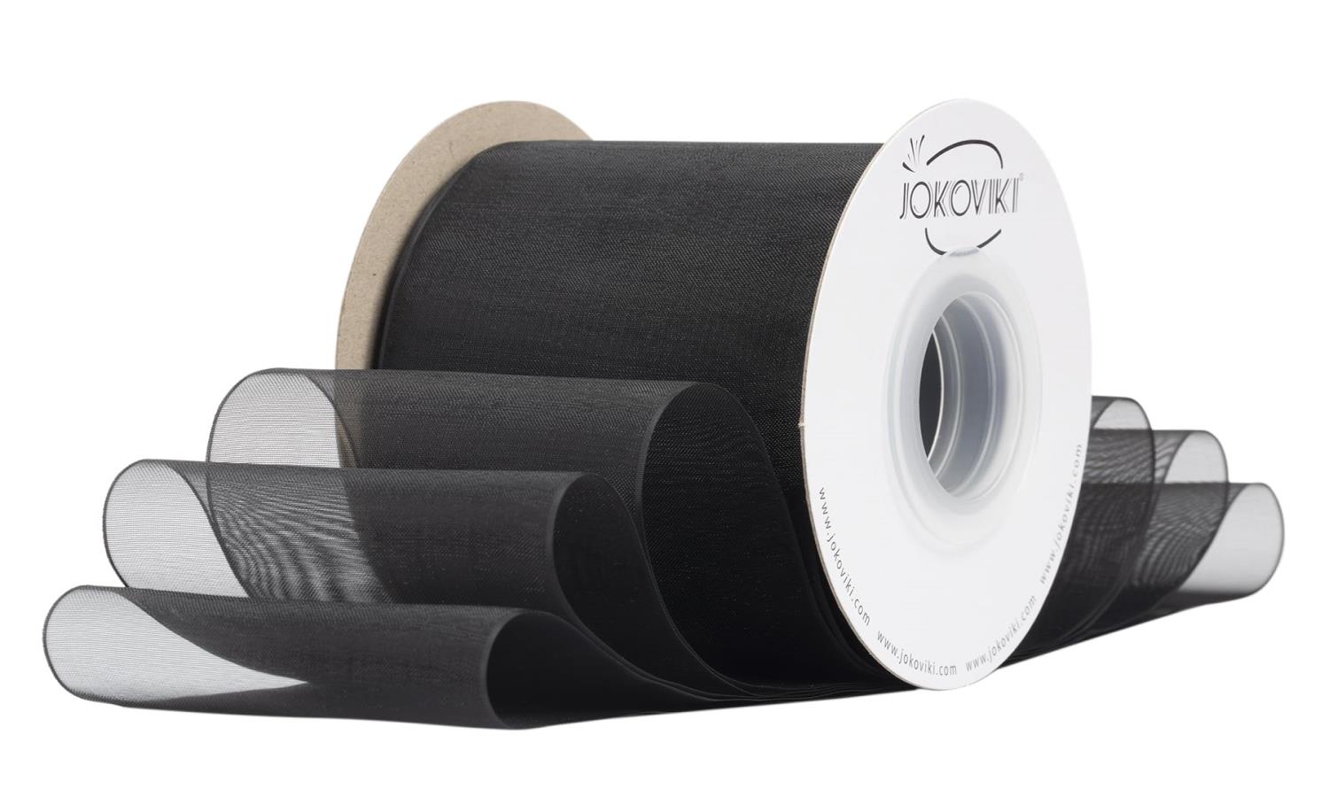 【JOKOVIKI】ブラックオーガンジーリボン 75mm幅 - ギフト包装、ブーケ、リボン、フラワーアレンジメン..