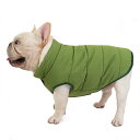 SMALLLEE_LUCKY_STORE ペット服犬服秋冬 ベストダウンジャケット 防寒 洋服小型犬中型犬 無地コート かわいい フレンチブルドッグ 服,グラスグリーン,L